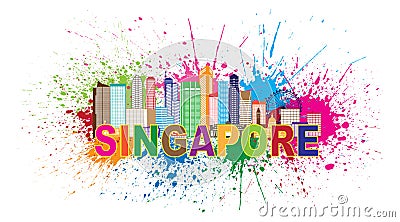 Singapore City Skyline Paint Splatter Vector Illustration Vector Illustration