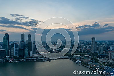 Singapore cityscape at dusk. Modern skyscrapers of Asian financial megalopolis at night Stock Photo