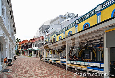 Singapore colorful peranakan heritage house in ex colonial district full of shophouses Editorial Stock Photo