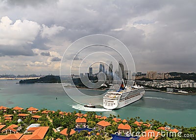 Cruise liner near Singapore Editorial Stock Photo