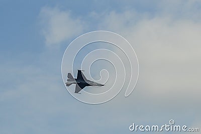 A fighter aircraft flying for display Stock Photo