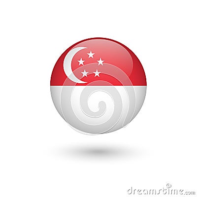 Singapore flag round glossy Vector Illustration