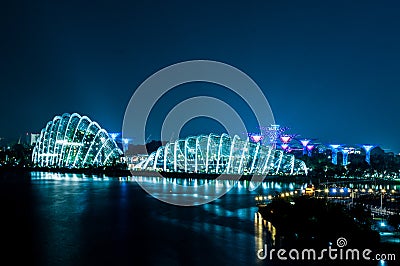 2017-07-15 Singapore Flower Dome nite view Editorial Stock Photo