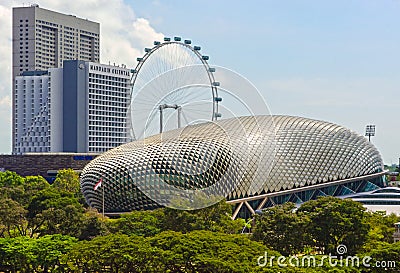 Singapore Flyer and Esplanade Theatres by the Bay Editorial Stock Photo