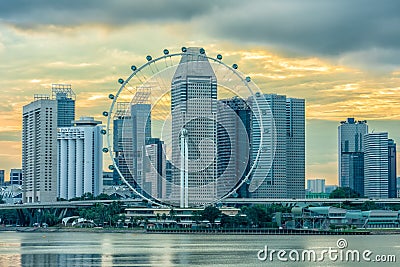 Singapore Flyer at sunset Editorial Stock Photo