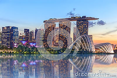 Singapore glowing at night Editorial Stock Photo