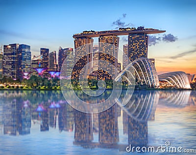 Singapore glowing at night Editorial Stock Photo