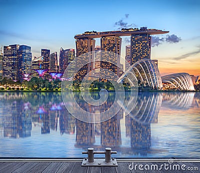 Singapore glowing at night Editorial Stock Photo