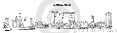 Singapore Hand drawn Vector Skyline Vector Illustration