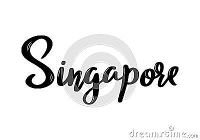 Singapore hand-lettering calligraphy. Hand drawn brush calligraphy. Vector Illustration