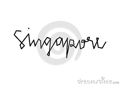 Singapore hand lettering on white background Vector Illustration