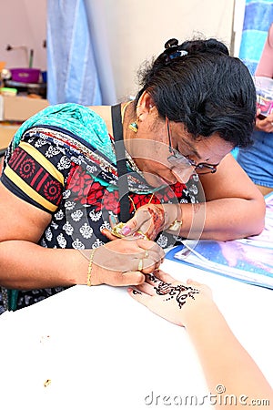 Singapore Henna Painting Editorial Stock Photo