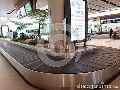 Singapore - January 9,2020 : Baggage conveyor belt atthe airport Editorial Stock Photo