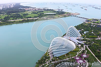 SINGAPORE - January 29 2017 : Cloud Forest & Flower Dome Editorial Stock Photo