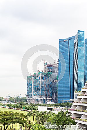 Singapore, 2016 January 14: Landscape of Marina Bay financial district Editorial Stock Photo