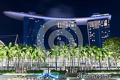 Singapore, 2017 January 10 - Landscape of the Marina Bay Sands h Editorial Stock Photo