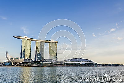 Singapore - January 07, 2017: Nice scenery of Marina Bay and Mar Editorial Stock Photo