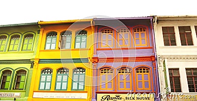 Singapore, January 12th,2020 : beautiful old building in Haji Lane street - image Editorial Stock Photo