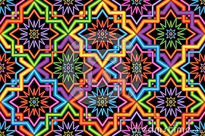 Singapore Malay Hari Raya Haji neon symmetry corner connect seamless pattern Vector Illustration