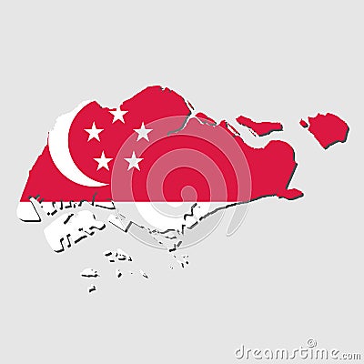 Singapore Map Flag,Singapore Map with Flag Vector Vector Illustration