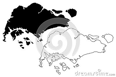 Singapore map vector Vector Illustration