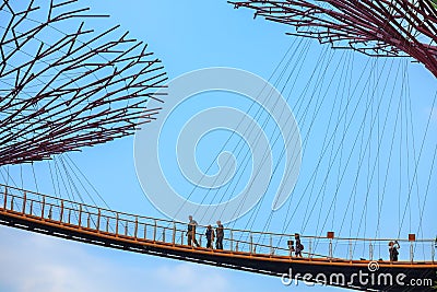 SINGAPORE - MARCH 27: Night view of Supertree Grove at Gardens b Editorial Stock Photo