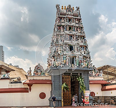 Main entrance to Sri Mariamman Hindu Temple, Singapore Editorial Stock Photo