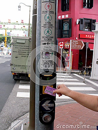 Passing a magnetic card the traffic stops Editorial Stock Photo