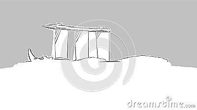 Singapore Marina Bay Panorama Skyline Vector Sketch Vector Illustration