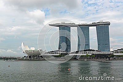 Singapore Marina Sands Skyline Editorial Stock Photo