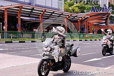 Singapore Mobile Column military parade travelling through Yishun Northpoint City on National Day Editorial Stock Photo