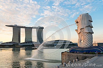 Singapore modern landmarks at dawn Editorial Stock Photo