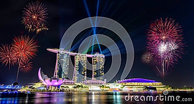 Singapore National Day ,Beautiful fireworks Stock Photo