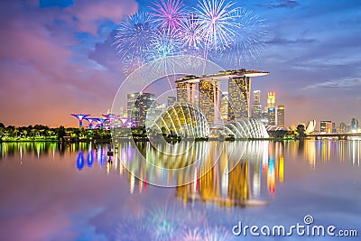 Singapore national day fireworks celebration Stock Photo