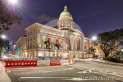 Singapore national Gallery at night Stock Photo