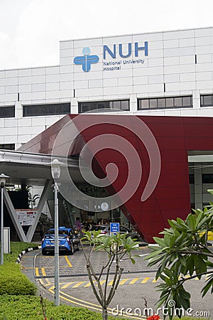 Singapore National University Hospital main building facade view Editorial Stock Photo