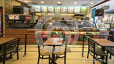 Subway fast food restaurant in Singapore Editorial Stock Photo