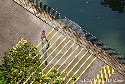 Singapore-12 OCT 2019: man running on punggol waterway park connector pcn Editorial Stock Photo