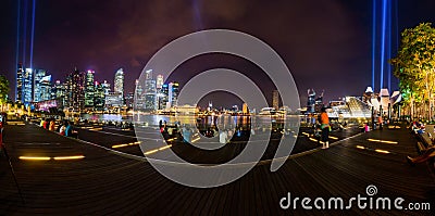 SINGAPORE-OCT 16, 2014: Panorama of Wonder Full Light & Water S Editorial Stock Photo