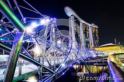 SINGAPORE - October 28: Marina Bay Sands Resort Hotel and the Helix Editorial Stock Photo