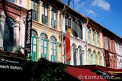 Singapore: Pagoda Street Houses in Chinatown Editorial Stock Photo