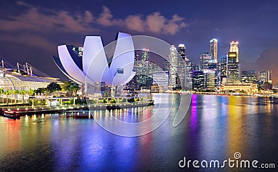 Singapore panorama skyline at night, Marina bay Stock Photo