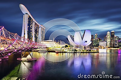 Singapore panorama skyline at night, Marina bay Stock Photo