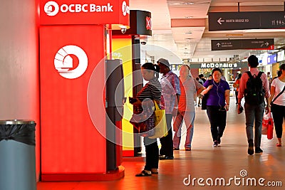 Singapore : People using ATM Banking industry Editorial Stock Photo