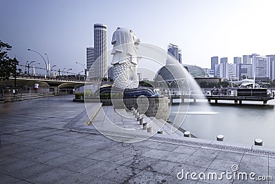 Singapore Waterfront Merlion Editorial Stock Photo