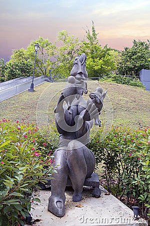 Singapore. The sculpture `Let there be Peace`. Editorial Stock Photo