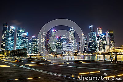 SINGAPORE-SEP 04: The downtown or city of Singapore in night time Editorial Stock Photo