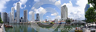 Singapore Skyline Raffles Quay Stock Photo