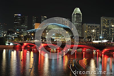 Singapore skyline and river at night Stock Photo