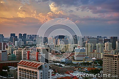 Singapore 2020: Skyline view of Bugis Road Area Editorial Stock Photo